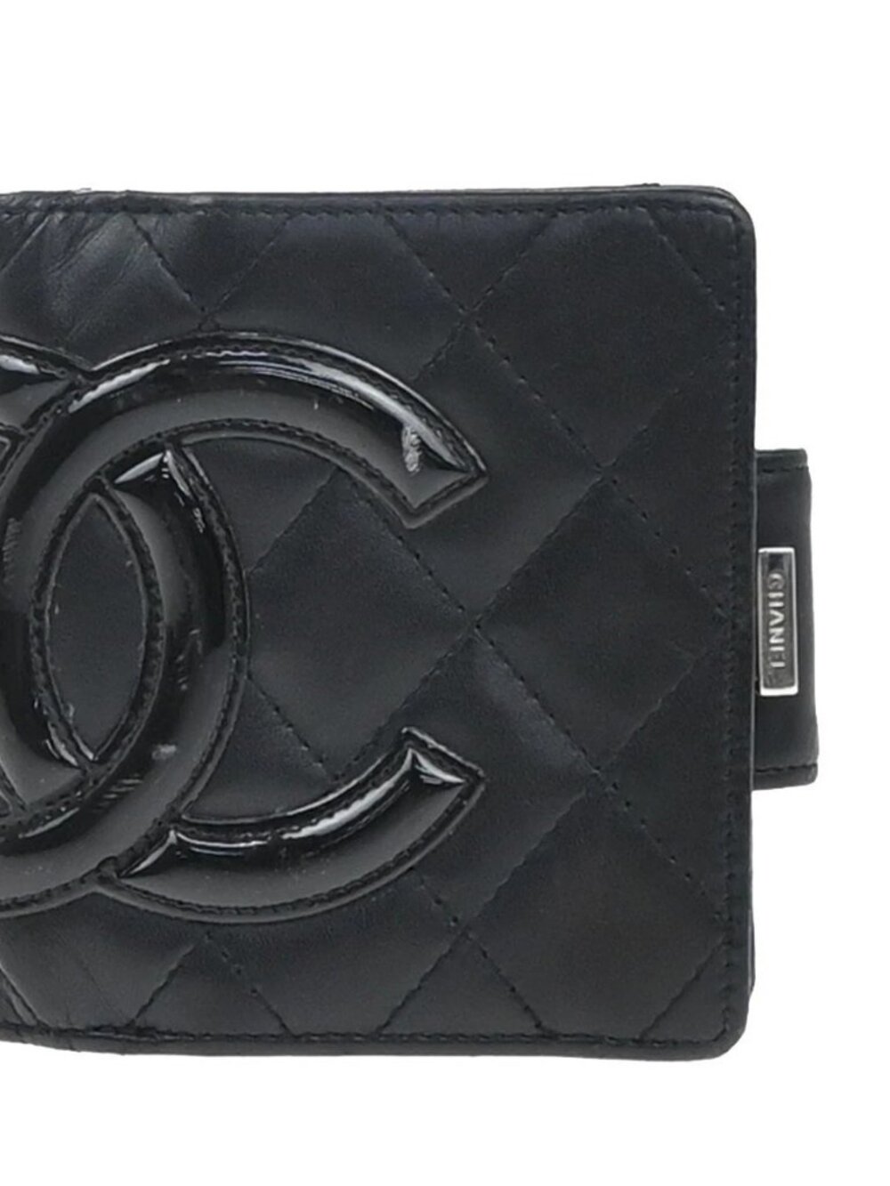 CHANEL CC Logo Cambon Bifold Wallet Leather Black Pink France 30KP049